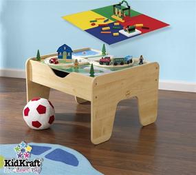 img 3 attached to 🚂 KidKraft 2-in-1 Reversible Top Activity Table: Building Bricks & Train Set Combo for Ages 3+, Natural