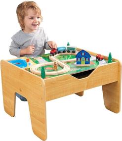 img 4 attached to 🚂 KidKraft 2-in-1 Reversible Top Activity Table: Building Bricks & Train Set Combo for Ages 3+, Natural