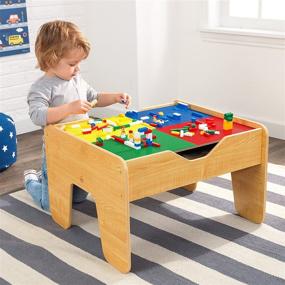 img 1 attached to 🚂 KidKraft 2-in-1 Reversible Top Activity Table: Building Bricks & Train Set Combo for Ages 3+, Natural