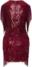 img 2 attached to 💃 Vintage Art Deco Dress - BABEYOND Roaring 20s Sequins Beaded Dress with Long Fringes, Great Gatsby Flapper Dress