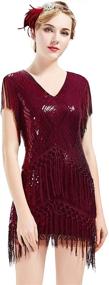 img 4 attached to 💃 Vintage Art Deco Dress - BABEYOND Roaring 20s Sequins Beaded Dress with Long Fringes, Great Gatsby Flapper Dress