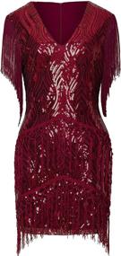 img 3 attached to 💃 Vintage Art Deco Dress - BABEYOND Roaring 20s Sequins Beaded Dress with Long Fringes, Great Gatsby Flapper Dress