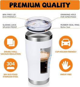 img 3 attached to 🥤 MANYHY 20oz Stainless Steel Insulated Tumbler: Spill Proof Travel Mug with Straw, Brush, and Vacuum Seal – Perfect for Both Hot and Cold Drinks at Home, Office, School, or Outdoors (White, Set of 6)