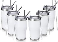 🥤 manyhy 20oz stainless steel insulated tumbler: spill proof travel mug with straw, brush, and vacuum seal – perfect for both hot and cold drinks at home, office, school, or outdoors (white, set of 6) логотип