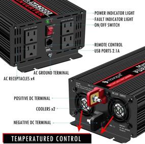 img 2 attached to 💡 Новопал 2000 Вт Чистый Синусоидальный Преобразователь Питания: 12V пост. тока в 110V/120V переменного тока с 4 розетками переменного тока, USB-портом, пультом ДУ, двумя вентиляторами охлаждения, Пиковая мощность 4000 Вт