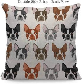 img 3 attached to 🐶 WONDERTIFY Boston Terrier Dog Seamless Pattern Throw Pillow Cover - Soft Linen Decorative Pillow Case for Bedroom/Living Room/Sofa/Farmhouse - Couch Cushion Covers 18x18 Inch 45x45 cm