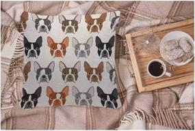 img 2 attached to 🐶 WONDERTIFY Boston Terrier Dog Seamless Pattern Throw Pillow Cover - Soft Linen Decorative Pillow Case for Bedroom/Living Room/Sofa/Farmhouse - Couch Cushion Covers 18x18 Inch 45x45 cm