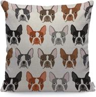 🐶 wondertify boston terrier dog seamless pattern throw pillow cover - soft linen decorative pillow case for bedroom/living room/sofa/farmhouse - couch cushion covers 18x18 inch 45x45 cm логотип