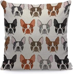 img 4 attached to 🐶 WONDERTIFY Boston Terrier Dog Seamless Pattern Throw Pillow Cover - Soft Linen Decorative Pillow Case for Bedroom/Living Room/Sofa/Farmhouse - Couch Cushion Covers 18x18 Inch 45x45 cm