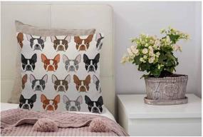 img 1 attached to 🐶 WONDERTIFY Boston Terrier Dog Seamless Pattern Throw Pillow Cover - Soft Linen Decorative Pillow Case for Bedroom/Living Room/Sofa/Farmhouse - Couch Cushion Covers 18x18 Inch 45x45 cm