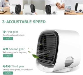 img 3 attached to ✨ USB Desktop Air Cooler Fan with 3 Speeds - Portable Mini Air Conditioner with Night Light Feature for Home, Office, Bedroom, Outdoor Use