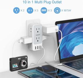 img 3 attached to 🔌 TESSAN Multi Plug Outlet Extender with USB Ports - 7 Outlet Splitter and 3 USB Wall Charger for Cruise, Home, Office, Dorm Essentials - Enhanced Power Expander