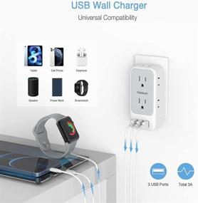 img 2 attached to 🔌 TESSAN Multi Plug Outlet Extender with USB Ports - 7 Outlet Splitter and 3 USB Wall Charger for Cruise, Home, Office, Dorm Essentials - Enhanced Power Expander