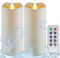 🕯️ cxmyke 3d moving wick outdoor waterproof flameless candles - ivory battery operated flickering led candles with remote timer - ideal for christmas, party and home decor - set of 2 (d2.8” x h7”7”) логотип