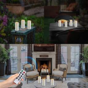 img 1 attached to 🕯️ CXMYKE 3D Moving Wick Outdoor Waterproof Flameless Candles - Ivory Battery Operated Flickering LED Candles with Remote Timer - Ideal for Christmas, Party and Home Decor - Set of 2 (D2.8” x H7”7”)