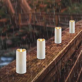 img 2 attached to 🕯️ CXMYKE 3D Moving Wick Outdoor Waterproof Flameless Candles - Ivory Battery Operated Flickering LED Candles with Remote Timer - Ideal for Christmas, Party and Home Decor - Set of 2 (D2.8” x H7”7”)