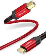 🔴 10ft usb c printer cable от jsaux - usb b 2.0 к usb type c мужской кабель для принтера и сканера midi, macbook pro, epson, hp, canon, lexmark, brother, xerox, samsung - красный. логотип