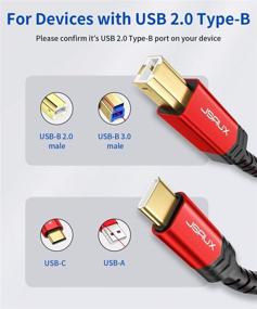 img 3 attached to 🔴 10FT USB C Printer Cable от JSAUX - USB B 2.0 к USB Type C мужской кабель для принтера и сканера MIDI, MacBook Pro, Epson, HP, Canon, Lexmark, Brother, Xerox, Samsung - Красный.