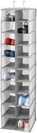 👜 mdesign large gray soft fabric closet organizer - 20 shelf over rod hanging storage unit for shoes, handbags, clutches, accessories logo