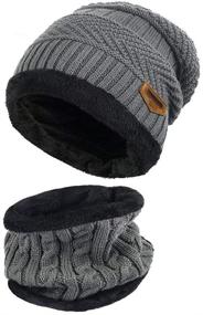 img 3 attached to 🧣 Yvechus Kids Winter Hat and Scarf Set: Cozy 2-Piece Warm Knit Beanie Cap and Scarf for 5-14 Year Old Boys Girls