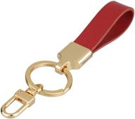 richbud full grain leather gold key ring lobster swivel keychain fob (red) logo