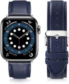 img 4 attached to Подлинный кожаный ремешок для замены для Apple Watch Series 7/6/5/4/3/2/1/SE - совместим с 42 мм, 44 мм и 45 мм - MAPUCE для мужчин и женщин