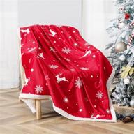 mildly christmas throw blanket - super soft sherpa fleece, cozy red snowflake reindeer design - 50x60 for home warmth logo