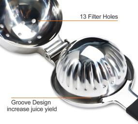 img 2 attached to 🍋 Premium Stainless Steel Lemon Lime Orange Juicer Squeezer - Manual Hand Press for High Juice Yield - Large 3.4 Inch Bowl - Heavy Duty, Anti-Slip Silicone Handle