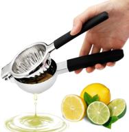 🍋 premium stainless steel lemon lime orange juicer squeezer - manual hand press for high juice yield - large 3.4 inch bowl - heavy duty, anti-slip silicone handle logo