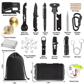 img 3 attached to 🔧 19-in-1 Survival Kit - Cool Gadgets for Outdoor Camping Adventures, Hiking, Hunting, and Fishing - Perfect Birthday, Christmas Stocking Stuffers - Emergency Tactical Gear and Equipment