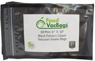 🍽️ foodvacbags pint zipper 6" x 10" vacuum seal bags/pouches - reusable (50 count) - clear front with black back логотип