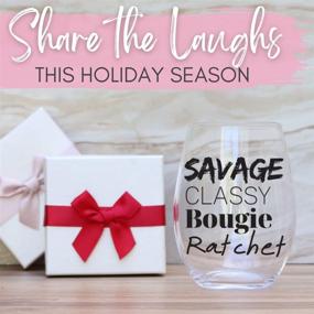 img 3 attached to 🍷 Classy Bougie Ratchet Stemless Wine Glass - Funny White Elephant & Christmas Gifts for Friends, Sisters, Best Friends, Women - Unique Girls Weekend Gift Ideas