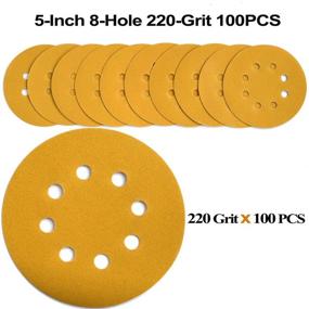 img 2 attached to 100-Pack 5-Inch 8-Hole Hook and Loop Sanding Discs, 220-Grit Random Orbit Sandpaper