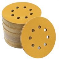 100-pack 5-inch 8-hole hook and loop sanding discs, 220-grit random orbit sandpaper logo