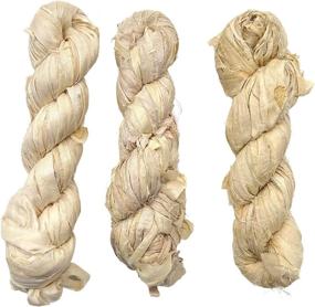 img 1 attached to 🧶 DARN GOOD YARN: Handmade Vintage Ivory Recycled Sari Silk Ribbon Yarn- 100g Skein, 50 Yards, Dyeable - Unique Off-White Ribbon