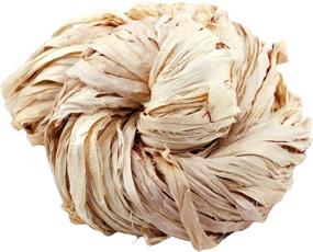 img 4 attached to 🧶 DARN GOOD YARN: Handmade Vintage Ivory Recycled Sari Silk Ribbon Yarn- 100g Skein, 50 Yards, Dyeable - Unique Off-White Ribbon