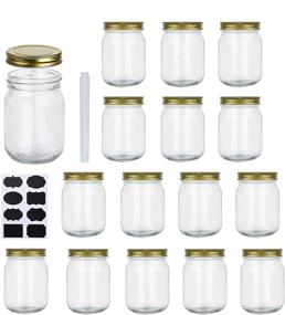 img 2 attached to 🏺 Encheng 16 oz Glass Jars With Lids - Wide Mouth Ball Mason Jars for Storage and Canning - Pickles, Herb, Jelly, Jams, Honey - Dishwasher Safe - Set of 15