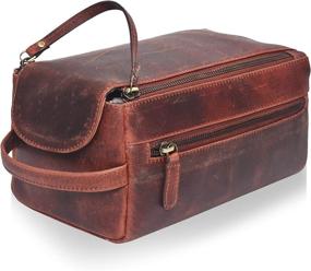 img 4 attached to 🧳 Premium Oak Leather Toiletry Travel Organizer for Effortless Travel Experience