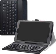 💼 alcatel joy tab keyboard case - slim stand pu leather cover with removable wireless keyboard for t-mobile alcatel joy tab 2019 / alcatel 3t 8-inch 2018 tablet, black - buy now! логотип