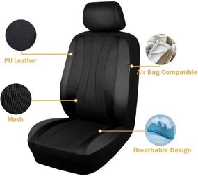 img 3 attached to 🚗 Faux Leather Mesh Breathable Car Seat Covers Full Set for Flying Banner - Airbag Compatible, Rear Bench Split 40/60 50/50 60/40 - Truck Pick Up - Black Black