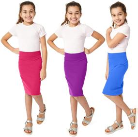 img 4 attached to KIDPIK Girls Pencil Skirts Pack: Trendy Girls' Clothing for Skirts & Skorts