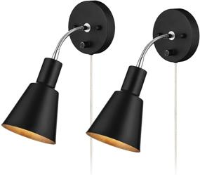 img 4 attached to Black Adjustable Arm Wall Lamp with On/Off Switch - Plug-in Cord Modern Wall Sconce for Bedroom, Living Room, Office (2 Lights)