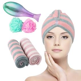 img 4 attached to 💆 Efficient Hair Drying Bundle: Obvie Microfiber Hair Towel Wrap 3 Pack + Super Absorbent Wet or Dry Hair Brush for Women