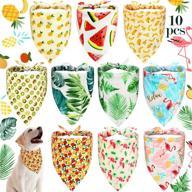 adjustable rain-forest fruit hawaii style triangle scarf for pet dogs and large cats - 10 piece pack, ideal for small to medium size dogs and cats - perfect summer accessories for pets логотип