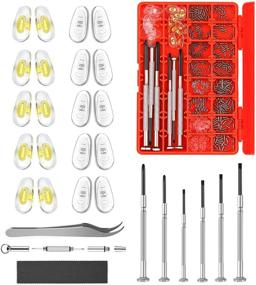 img 4 attached to 🔧 Hiketolight Eyeglass Repair Kit for Sunglasses and Glasses with 1100pcs Screws, 10 Pairs of Screw-in Nose Pads, Screwdrivers, Tweezer, and Cleaning Cloth