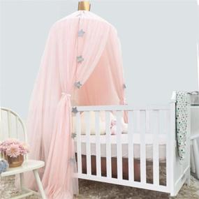 img 1 attached to 🏰 Dome Princess Bed Canopy: Round Lace Mosquito Net Play Tent for Kids - Hanging House Decor with Lace Netting Curtains for Indoor Game House and Baby Nursery