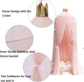 img 3 attached to 🏰 Dome Princess Bed Canopy: Round Lace Mosquito Net Play Tent for Kids - Hanging House Decor with Lace Netting Curtains for Indoor Game House and Baby Nursery