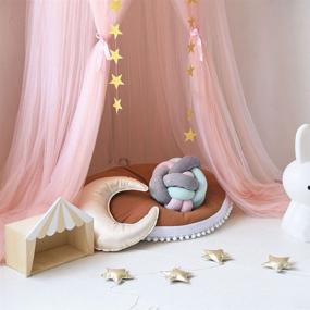 img 2 attached to 🏰 Dome Princess Bed Canopy: Round Lace Mosquito Net Play Tent for Kids - Hanging House Decor with Lace Netting Curtains for Indoor Game House and Baby Nursery