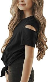 img 1 attached to Umeko Summer Sleeve Distressed Blouses Girls' Clothing in Tops, Tees & Blouses