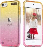 чехол imguardz gradient glitter для ipod touch 7/6/5 поколения, тонкий цветной антискользящийся задний чехол из tpu для ipod touch 5/6/7, желтый и розовый логотип